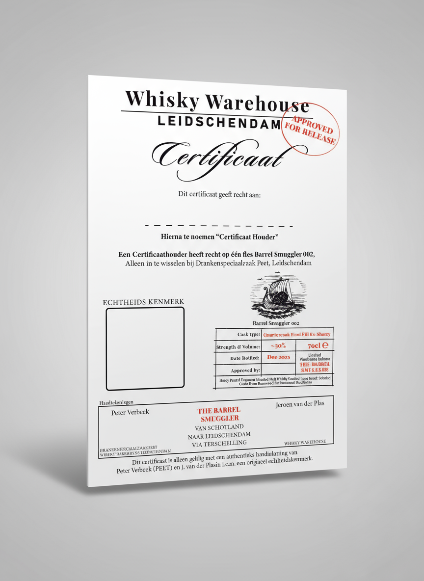 Barrel Smuggler whisky certificaten